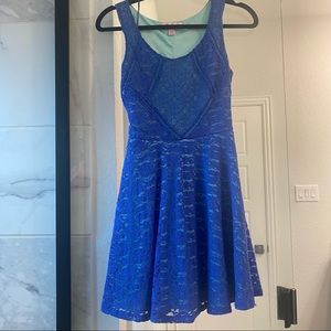 Candies - Blue two toned lace overly dress